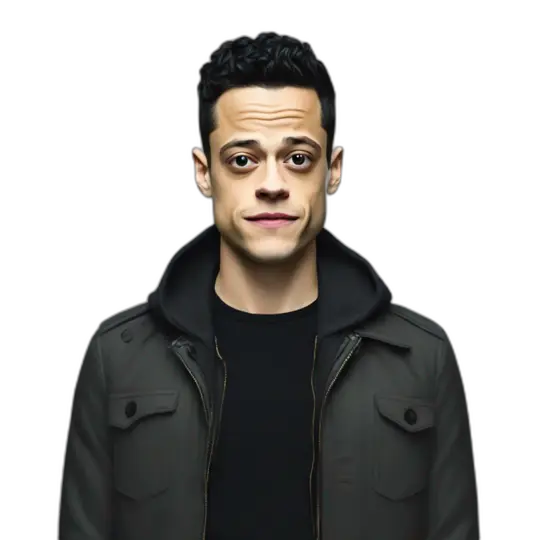 Rami Malek mr robot with hoodie emoji AI Emoji Generator