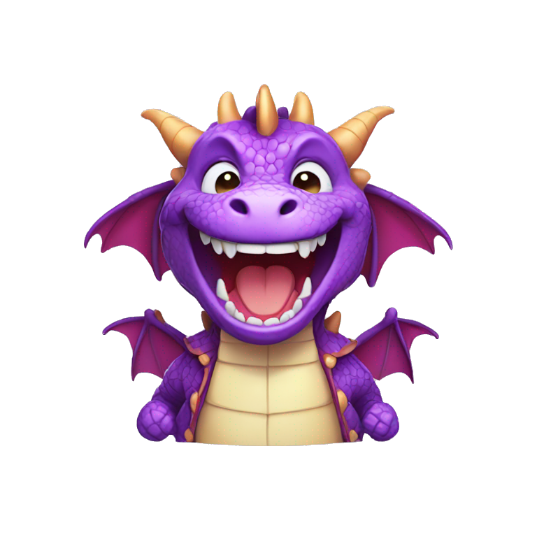 cute purple dragon laughing and  wearing clothes emoji