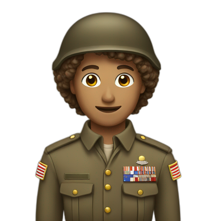 brown curly haired soldier emoji
