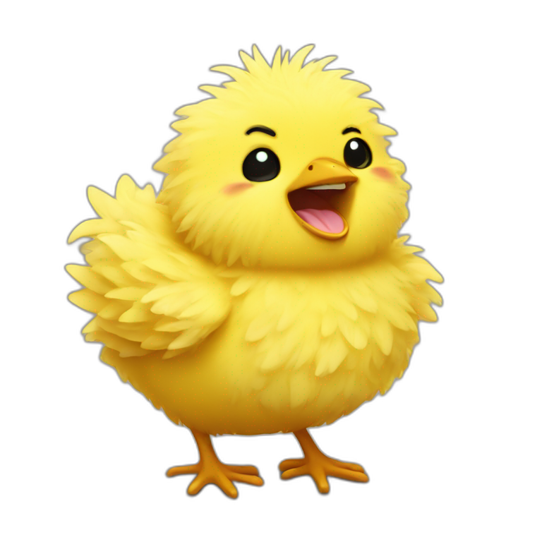 yellow fluffy chick laughing hard emoji