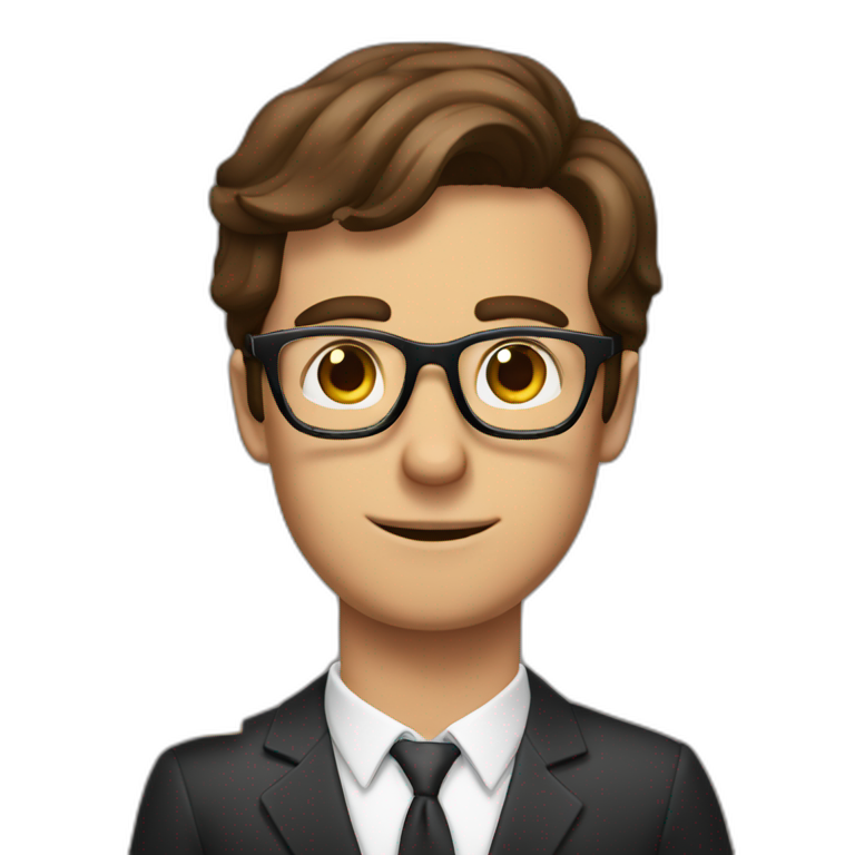 brown-haired classy man wearing glasses, struggling to fit a key into a lock emoji