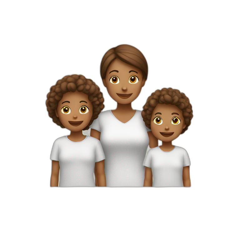 Mom two kids brown emoji