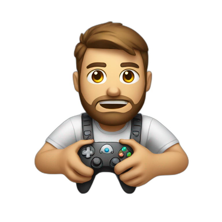 sweaty gamer holding controller emoji