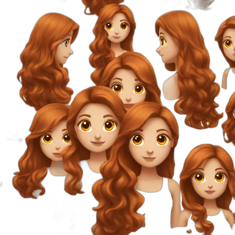 Girl with brown eyes and long dark red hairs emoji