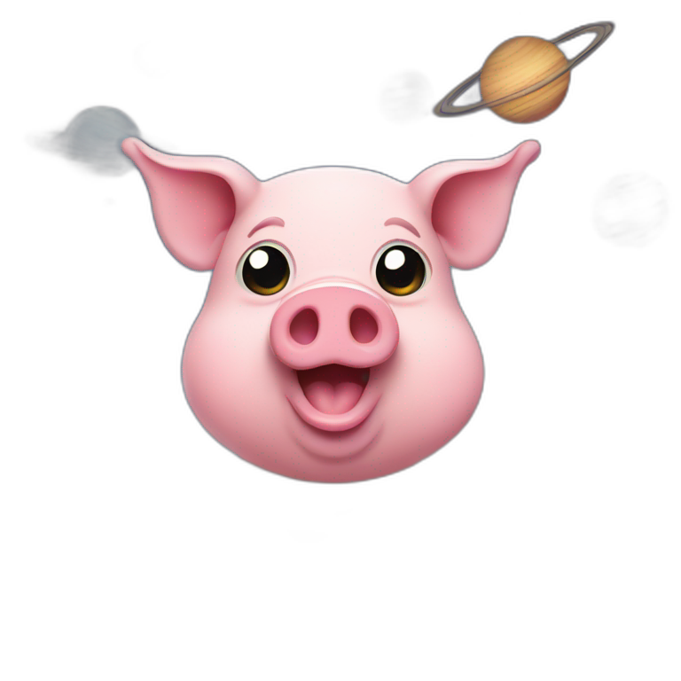 Pig in outer space with stars and planets emoji