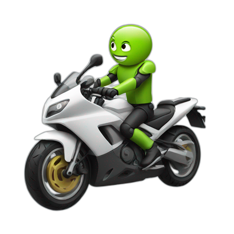Android logo riding a motorbike emoji
