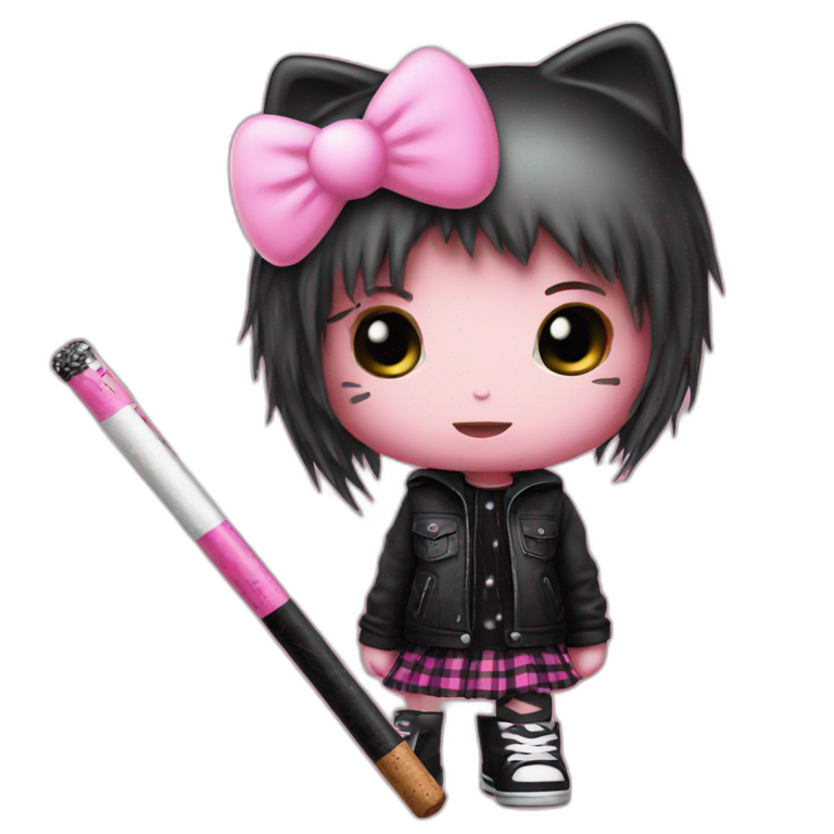 emo hello kitty sigarette black pink emoji