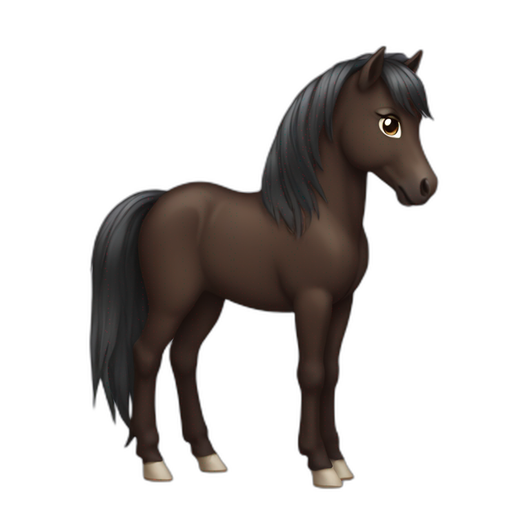 Pony dark brown full body emoji