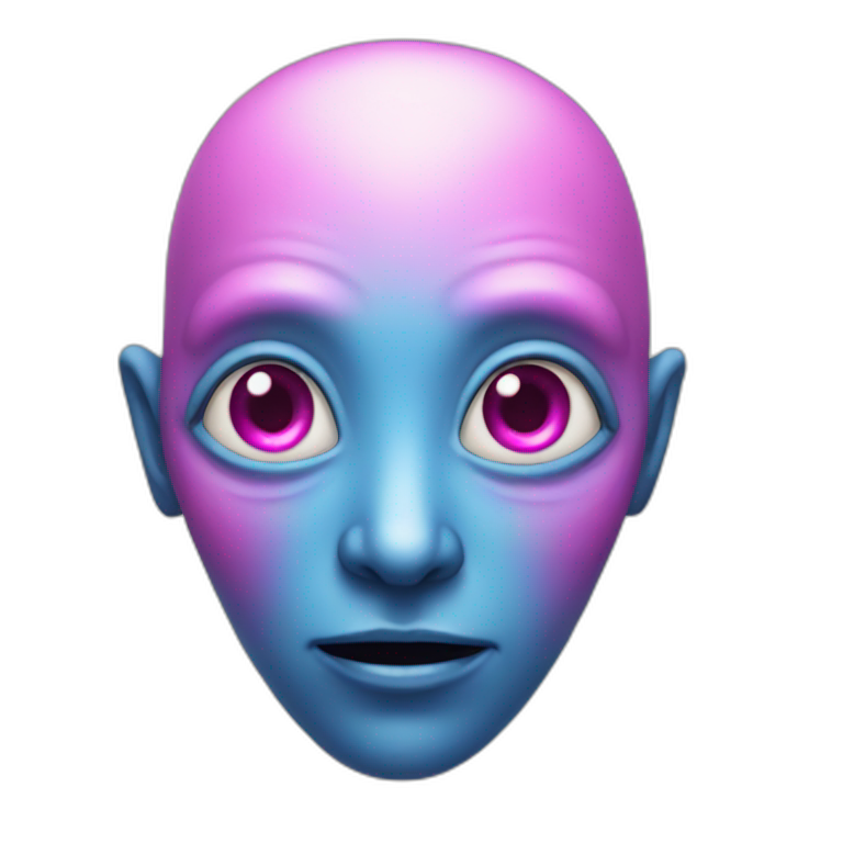 blue alien pink eyes emoji