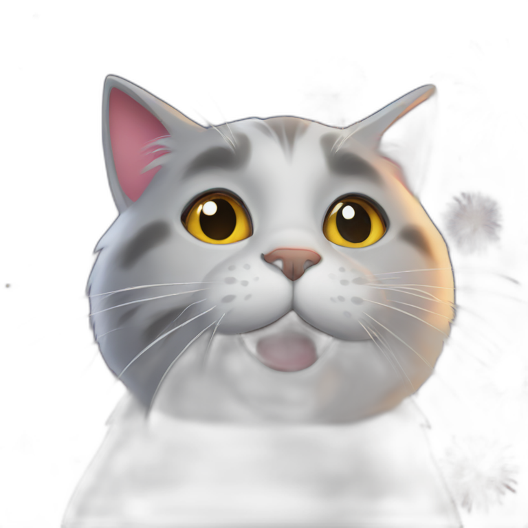 cat looking up fireworks emoji