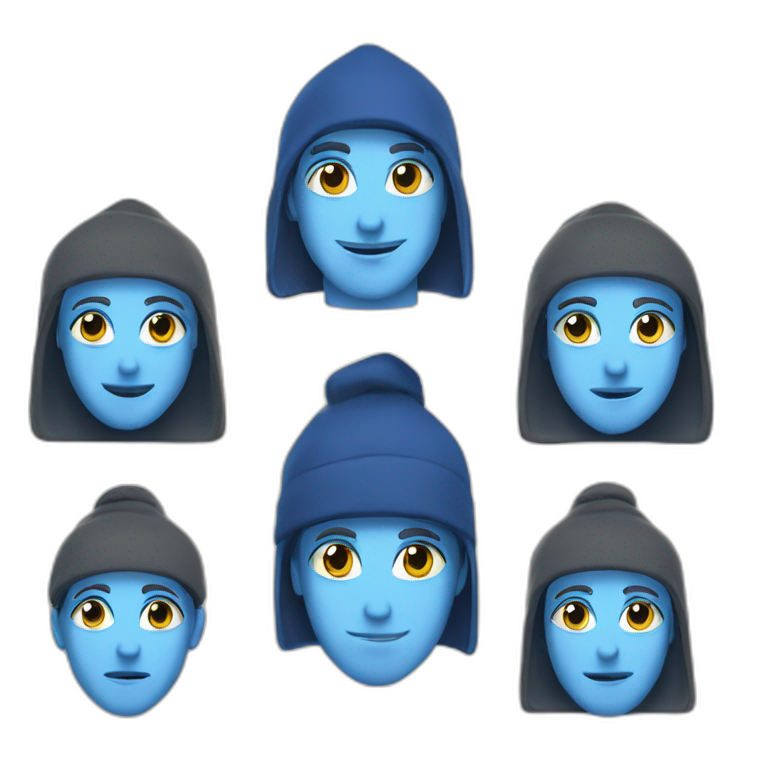 Mensch mit hoodie und blaue haare und blaue Augen  emoji