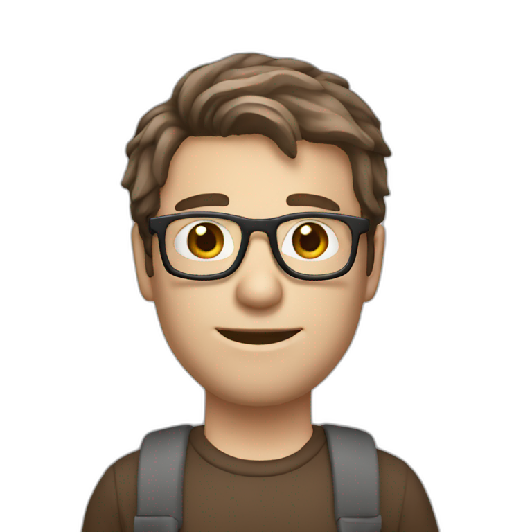 White male brown hair with glasses Python Dev holding Laptop emoji