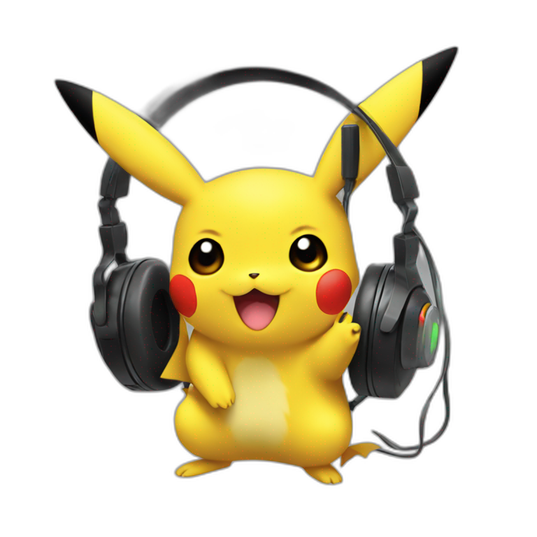 pikachu with gaming headset emoji
