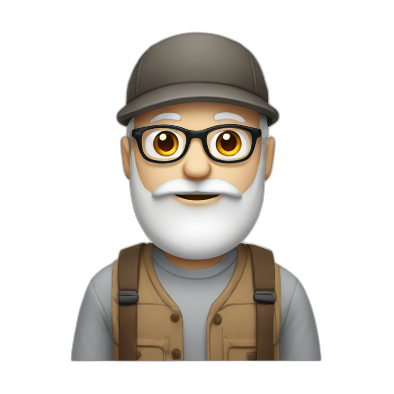 guy with white skin, flatcap, glasses and long beard emoji