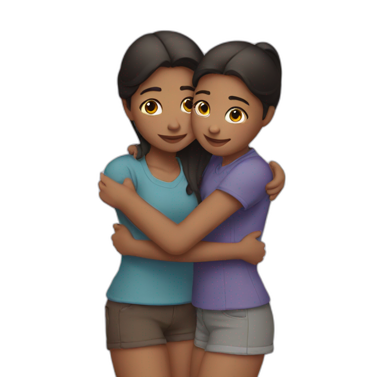 Two girls hugging each other  emoji