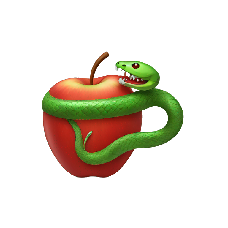 snake wrapped around red apple emoji