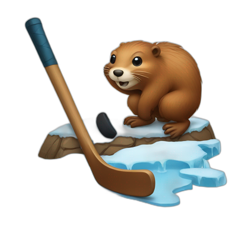 beaver with ice hockey stick emoji