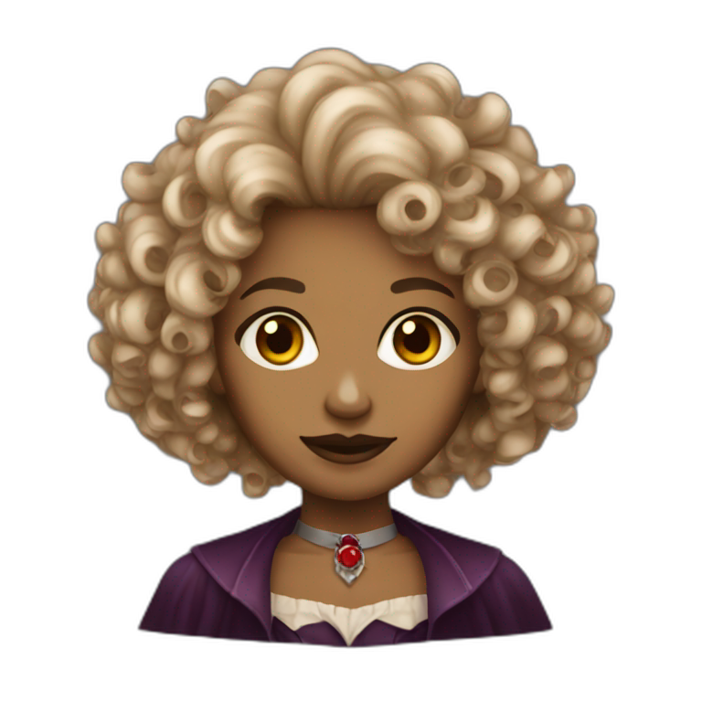 curly hair vampire lady medium skin tone emoji