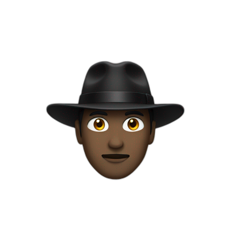 A man with a black hat, a black scarg and a black coat emoji