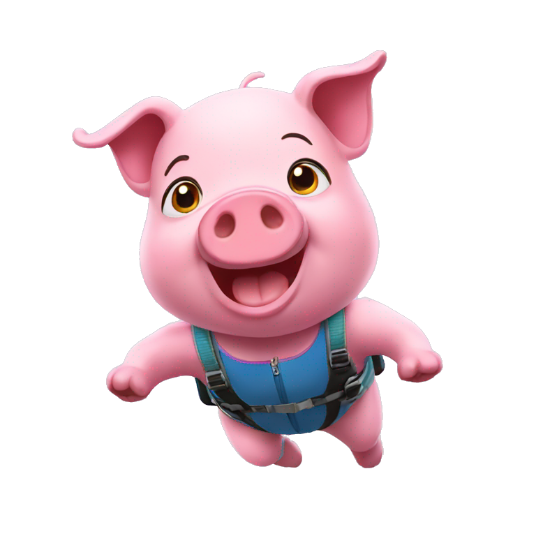 Pig skydiving emoji