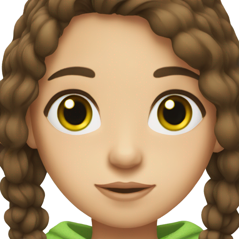 Girl with log dark brown hair and green eyes emoji
