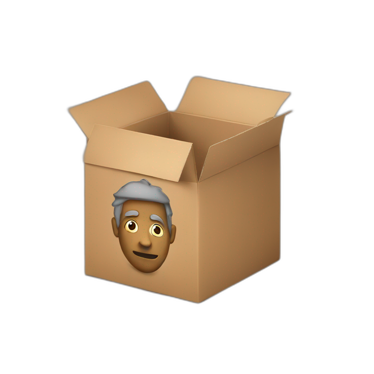 Homeless man in cardboard box emoji