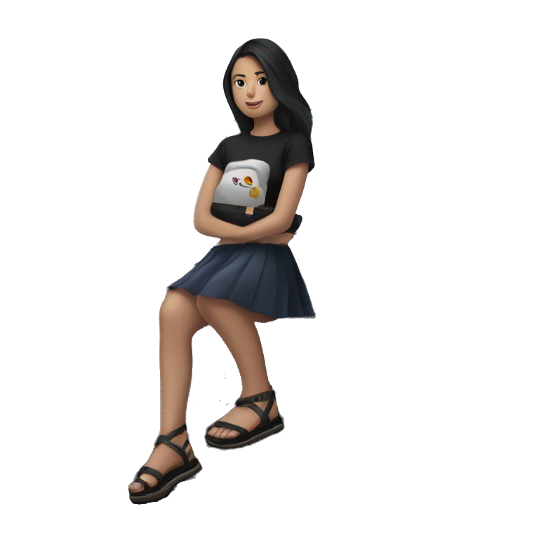 girl with black hair walking emoji