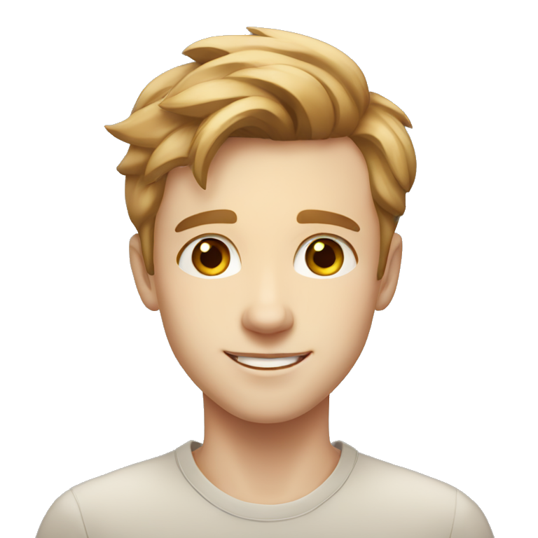 confident smiling boy pale skin light brown hair portrait colorful emoji