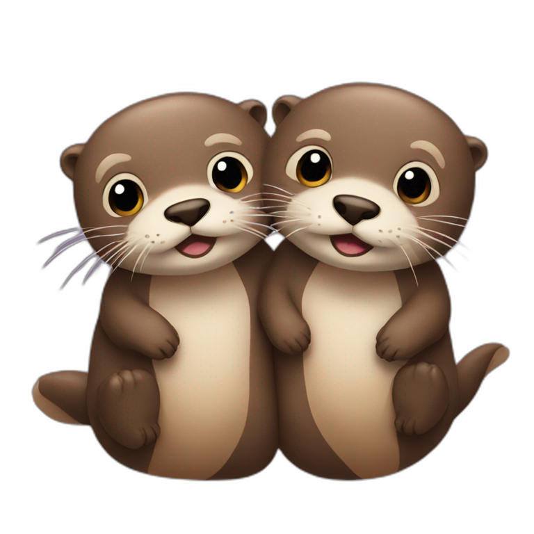 Two otters in love emoji