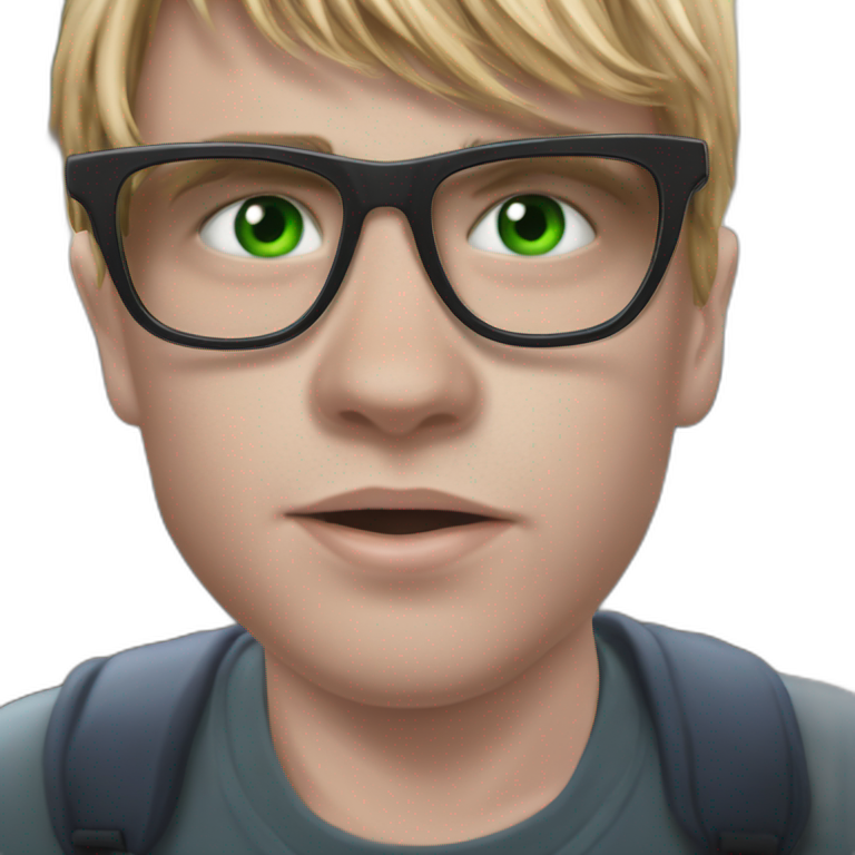 mysterious green-eyed glasses-wearing boy emoji