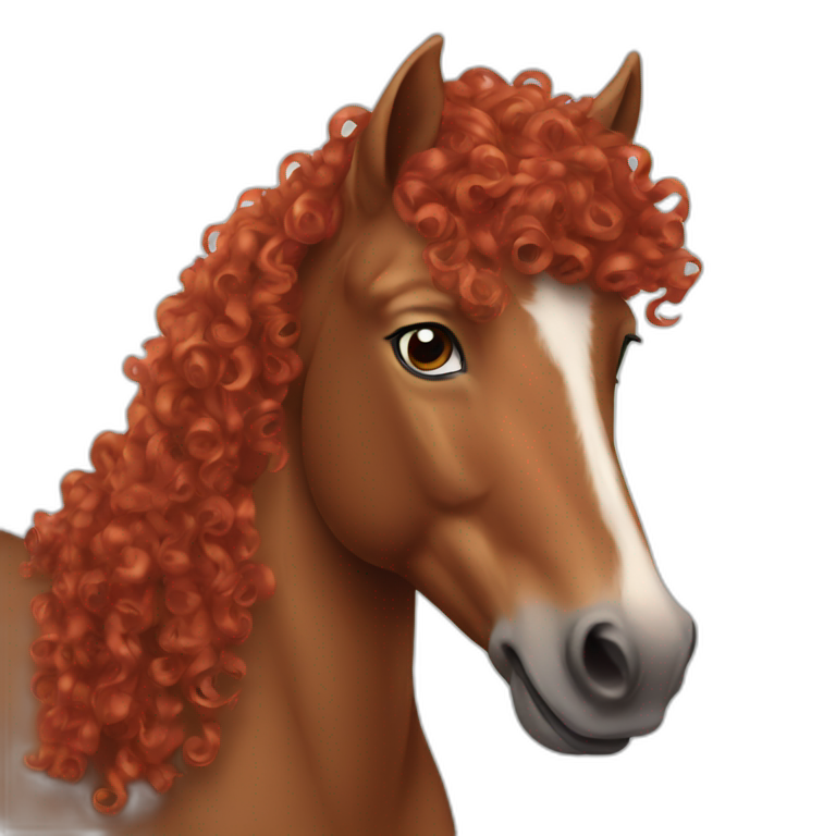 Horse with red curly hair emoji