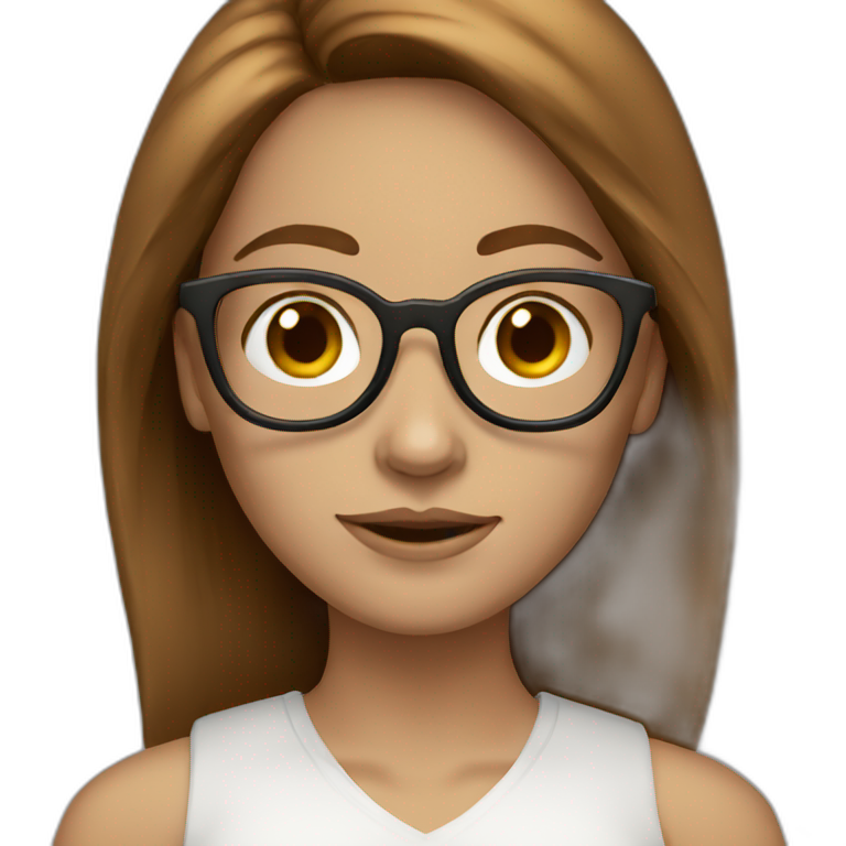  white skin women brown hair glasses emoji