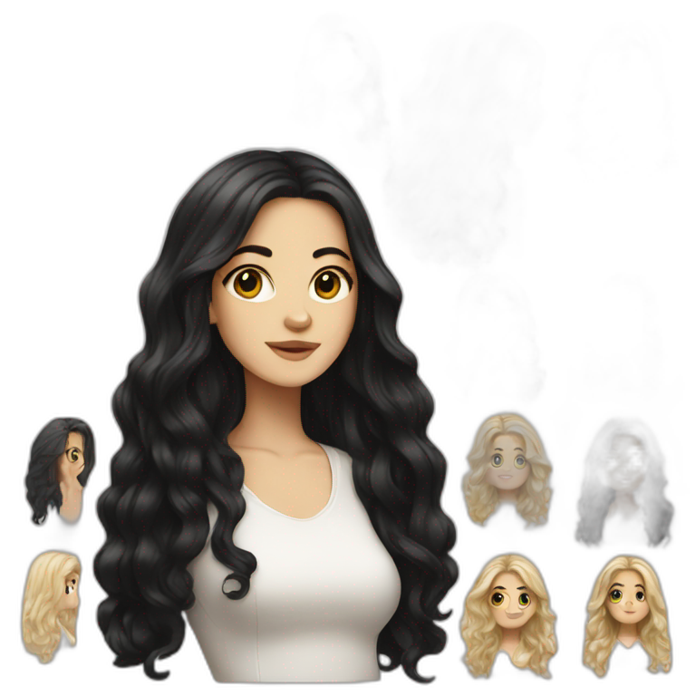 White Girl with long black hair emoji