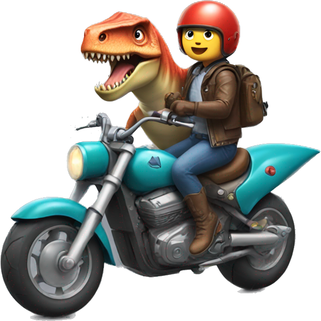 Dinosaur riding a motorcycle with shark Sticker