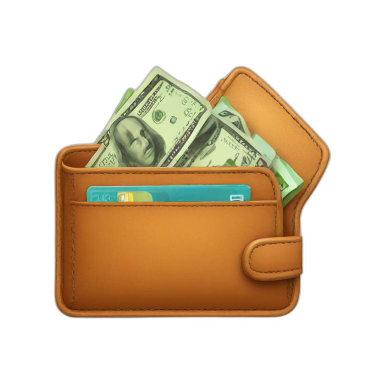 wallet, pocket with money emoji