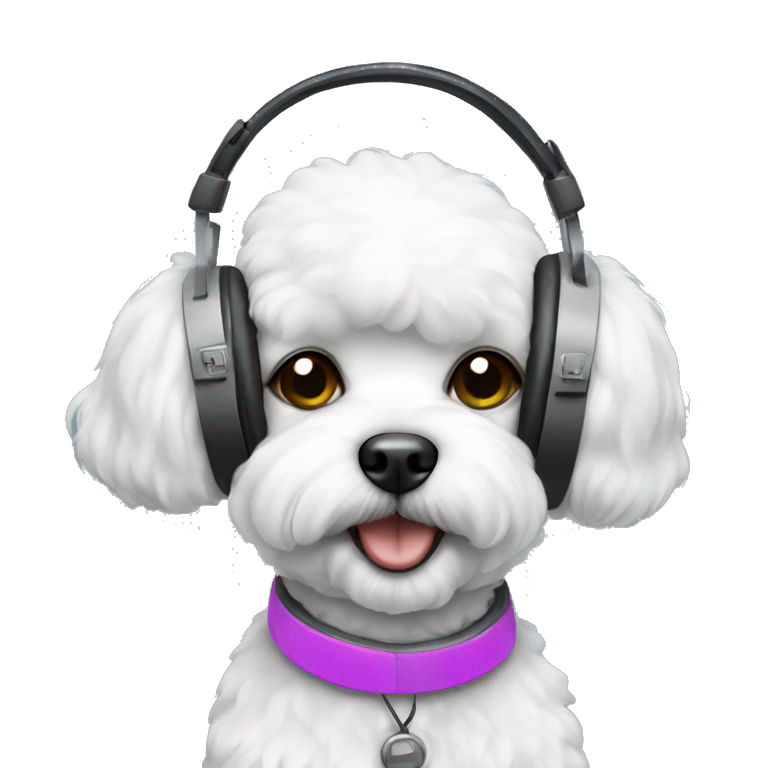 bichon wearing headphones emoji