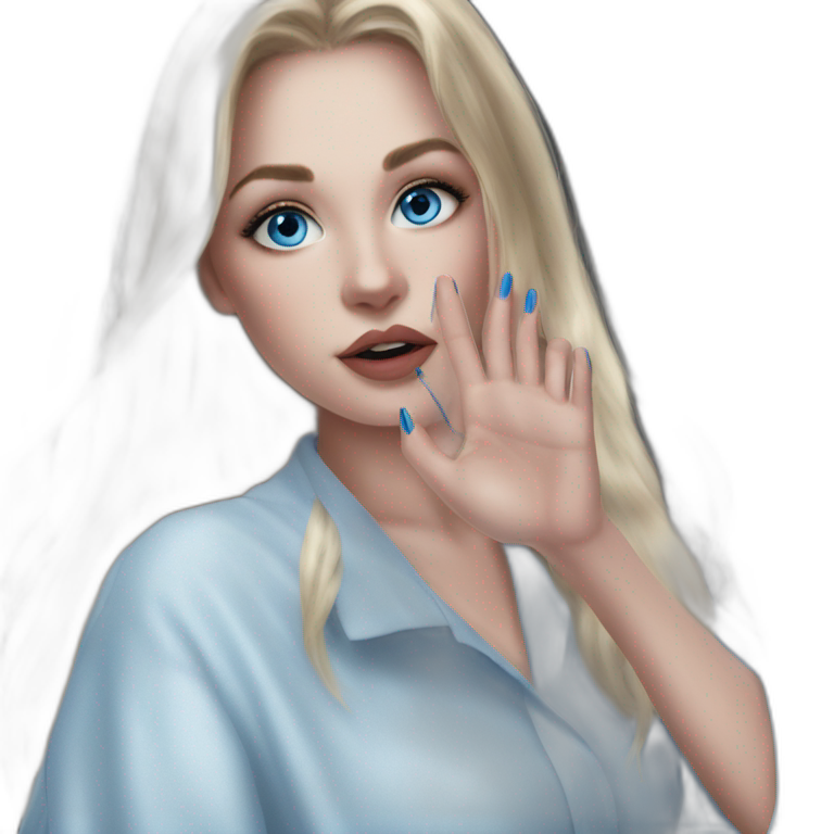 blue-eyed blonde girl with makeup emoji