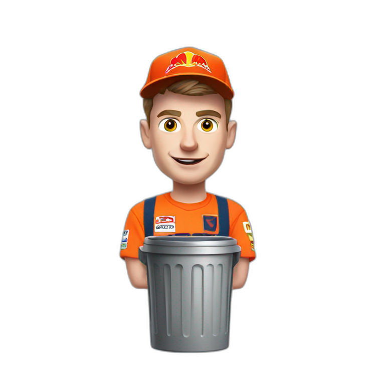 Max verstappen with a trash bin emoji