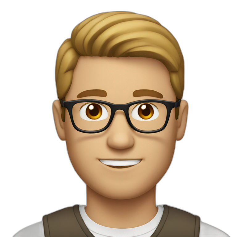 White man with brown short hair and glasses emoji