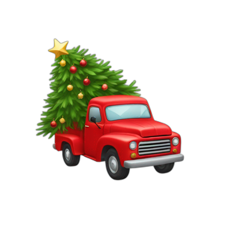 Little red truck hulinga Christmastree emoji