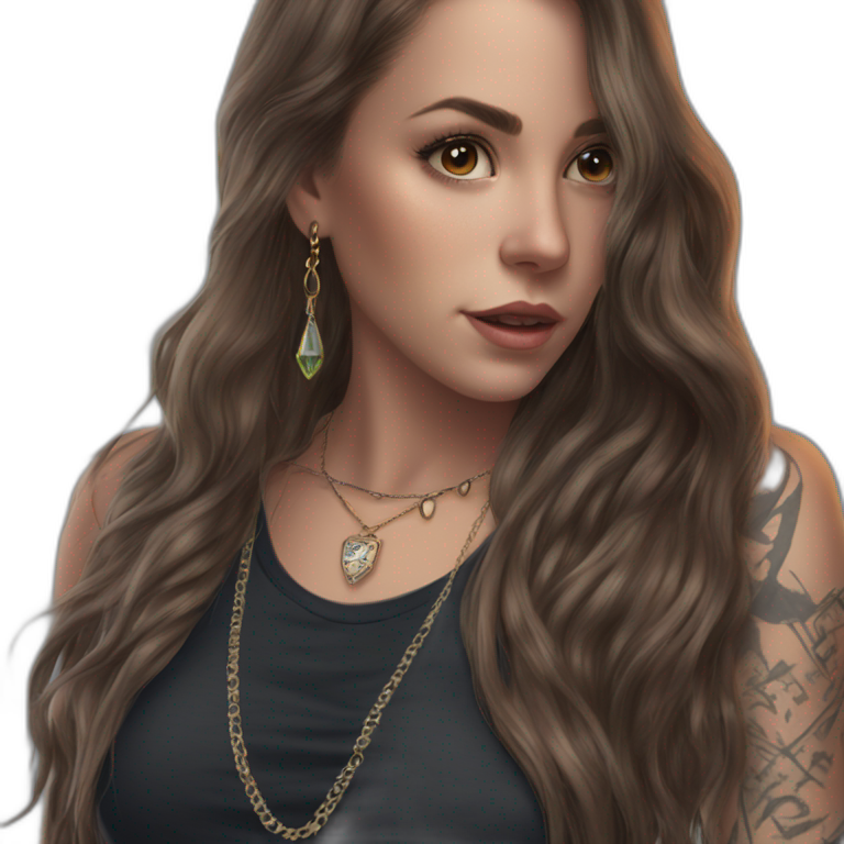 serene brown-haired girl with tattoos emoji