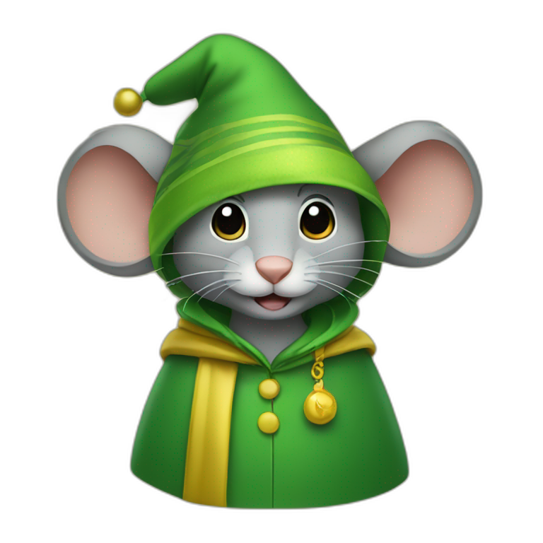 old jerry mouse with green hat and yellow Abaya emoji