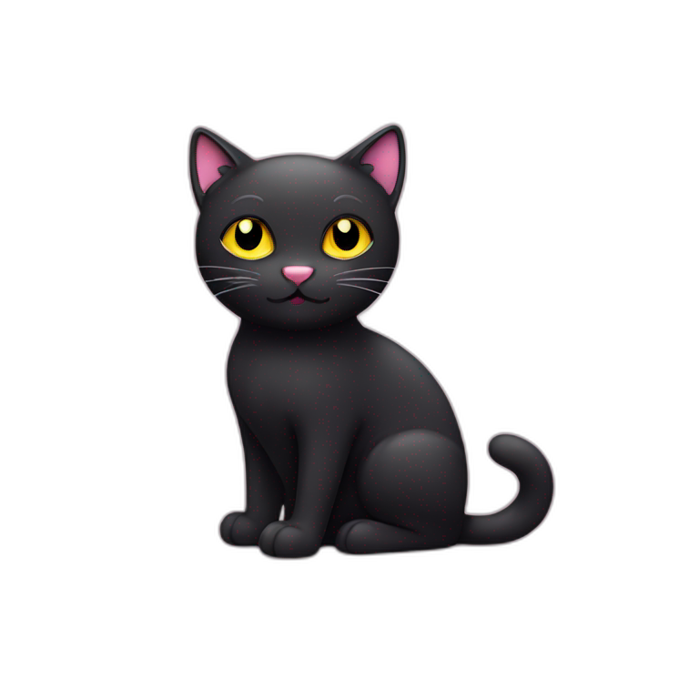 Cute Black cat with yellow eyes and pink nose emoji