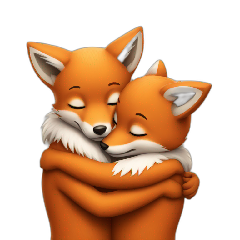 Foxes hugging emoji