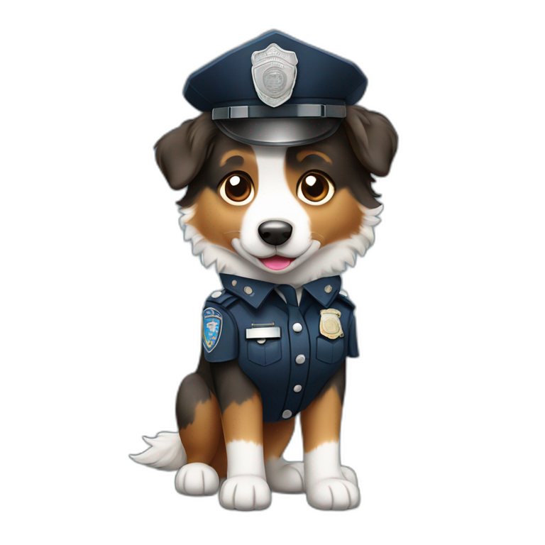 australian Shepherd in Police Uniform standing emoji