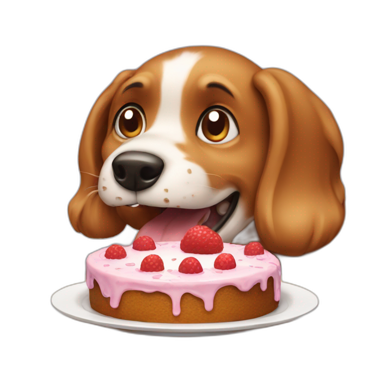 Dog eating cake emoji