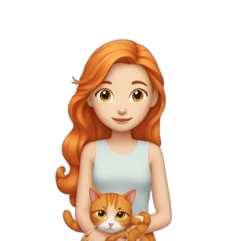 Girl with two ginger cats emoji