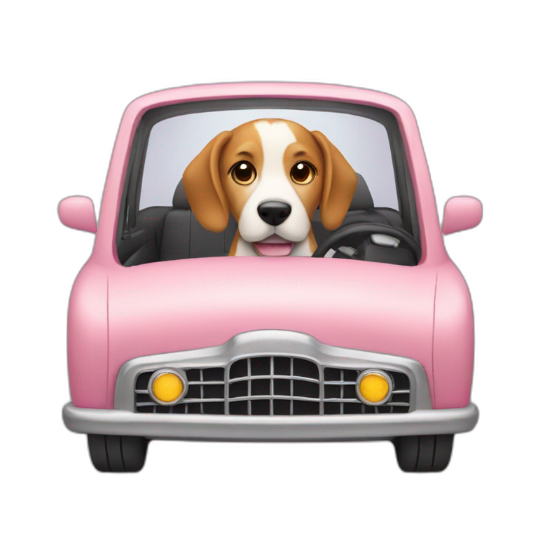 Dog drive in a car emoji