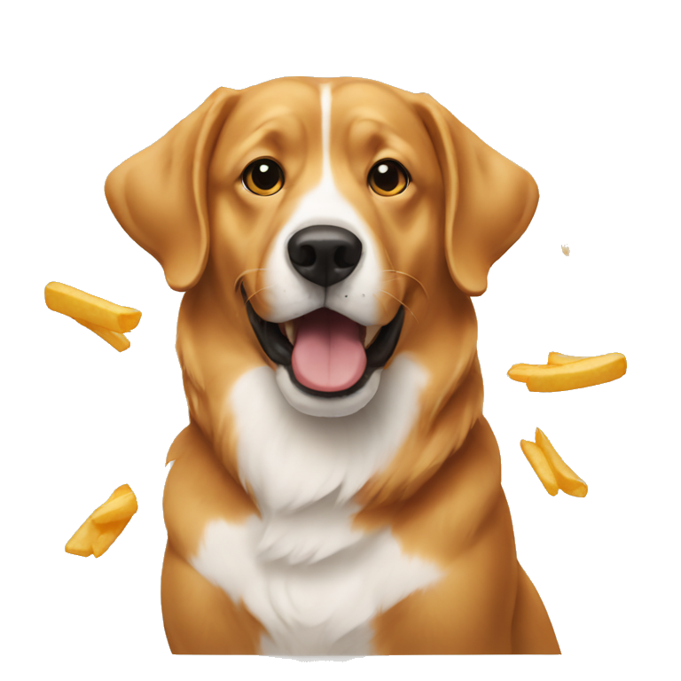 Dog eating French fries emoji