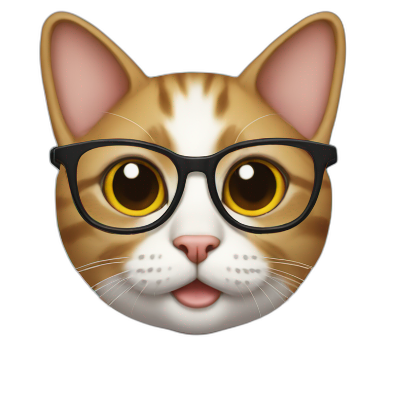 Extremely weird cat nerd emoji